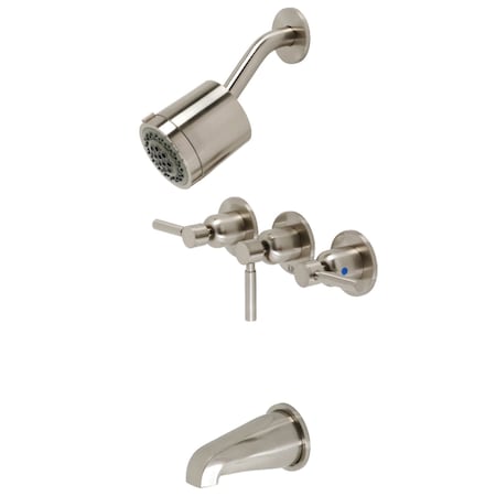 Tub And Shower Faucet, Brushed Nickel, Wall Mount